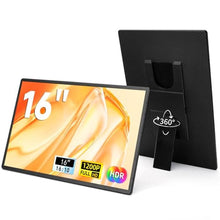 Load image into Gallery viewer, LOSC Portable Monitor for Laptop - 16" 1200P FHD Laptop Screen Extender 16:10 IPS Screen External Display with Stand Travel Monitor for PC Mac Phone Game Console, Black_1
