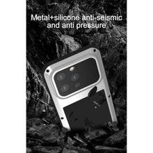Load image into Gallery viewer, LOVE MEI for iPhone 15 Pro Metal Case, Outdoor Heavy Duty Rugged Full Body Protection Case Military Armor Bumper Aluminum Metal Dustproof Shockproof Case with Tempered Glass for iPhone 15 Pro (Black)_746
