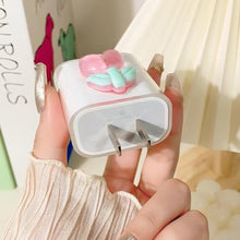 Load image into Gallery viewer, Lovmooful for iPhone 18W/20W USB-C Charger Case Clear Bow Flower-Pink Tulip, PinkTulip_2161
