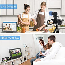 Load image into Gallery viewer, lovpo 4K Video Camera, Camcorder 48MP Ultra HD WiFi Vlogging Camera for YouTube 18X Zoom 3.0" Touch Screen Digital Camera with Microphone, Stabilizer, Lens Hood, Remote, 2 Batteries_321
