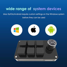 Load image into Gallery viewer, LUKCOZMO Macro Pad Programmable Customized 6-Key Mini Mechanical Gaming Keyboard One Handed Keyboard BT OSU Multifunctional Knob with Type C Cable (Updated Software in USB Drive Black), UpdatedsettingsoftwareBlack_92
