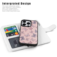 Load image into Gallery viewer, LUMARKE for iPhone 16 Pro Case Wallet with Card Holder - Detachable Flip Folio Cover - RFID Blocking 4 Card Slots - Premium Leather Magnetic Kickstand - Protective Phone Case, Cute Butterflies, CuteButterflies_1064
