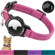 Load image into Gallery viewer, Luminous AirTag Cat Collar Breakaway, OUCWLTAG GPS Cat Collar with Apple Air Tag Holder, Cat Tracker Collars with Safety Elastic Band for Girl Boy Cats, Kittens and Puppies (Pink, 7-10 Inch)_1
