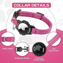 Load image into Gallery viewer, Luminous AirTag Cat Collar Breakaway, OUCWLTAG GPS Cat Collar with Apple Air Tag Holder, Cat Tracker Collars with Safety Elastic Band for Girl Boy Cats, Kittens and Puppies (Pink, 7-10 Inch)_2936

