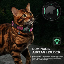 Load image into Gallery viewer, Luminous AirTag Cat Collar Breakaway, OUCWLTAG GPS Cat Collar with Apple Air Tag Holder, Cat Tracker Collars with Safety Elastic Band for Girl Boy Cats, Kittens and Puppies (Pink, 7-10 Inch)_2938
