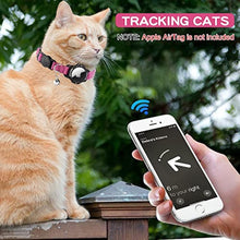 Load image into Gallery viewer, Luminous AirTag Cat Collar Breakaway, OUCWLTAG GPS Cat Collar with Apple Air Tag Holder, Cat Tracker Collars with Safety Elastic Band for Girl Boy Cats, Kittens and Puppies (Pink, 7-10 Inch)_2939
