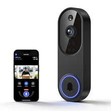 Load image into Gallery viewer, Lunelyx 1080P Wireless Video Doorbell Camera, Outdoor Surveillance Cameras, FHD Live View, Cloud Storage, AI Human Detection, Instant Alert, Night Vision, Two Way Audio, 2.4G WiFi Only, Black_1
