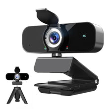 Load image into Gallery viewer, Lusinx Webcam for Computer, USB Plug&amp;Play, Auto Low Light Correction, Privacy Cover, Tripod, Wide Angle for Meeting/Online Video/Zoom, Web Cam with Microphone (4K), withtripod_1
