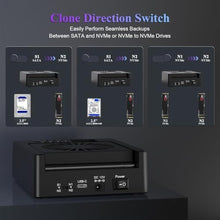 Load image into Gallery viewer, M.2 NVMe &amp; SATA Hard Drive Docking Station, Offline Cloning, Cooling Fan, Black_2065
