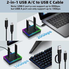 Load image into Gallery viewer, M.2 NVMe SATA SSD Cloner Dock, Dual NVMe SATA SSD Enclosure, 20Gbps USB3.2 Gen 2X2 SSD to USB Adapter,M.2 Duplicator Cloner for Both (M Key,B+M Key) Tool-Free,Support Offline Clone-RGB Plastic_2141
