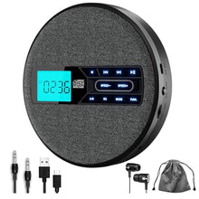 Load image into Gallery viewer, M-Amazup CD Player Portable, Rechargeable Portable CD Player with Dual Speakers and Anti Skip,CD,USB,AUX,LCD Display,Backlit Button,5 EQ,A-B Repeat,10 Speeds for Home Car Fabric, Black_1
