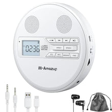 Load image into Gallery viewer, M-Amazup CD Player Portable, Rechargeable Portable CD Player with Dual Speakers and Anti Skip,CD,Dual Bluetooth,FM Transmission,USB,AUX,LCD Display,Sensitive Button,Repeat,10 Speeds for Home Car White_1

