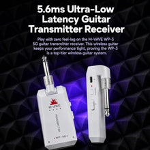 Load image into Gallery viewer, M-VAVE WP-5G Wireless Guitar System, 5.8GHz Wireless Guitar Transmitter Receiver, Rechargeable Wireless Guitar with 24bit/48kHz Audio, 5.6ms Low Latency, 8H Battery, 4 Channels, WPGWhite_131
