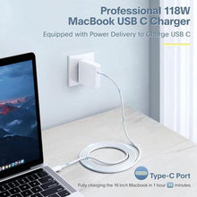 Load image into Gallery viewer, Mac Book Pro Charger - 118W USB C Fast Charger Power Adapter Compatible with MacBook Pro &amp; MacBook Air 13, 14, 15, 16 inch, M1 M2 M3 M4 M5, New ipad Pro and All USB C Device, 6.6ft Charge Cable, White_648
