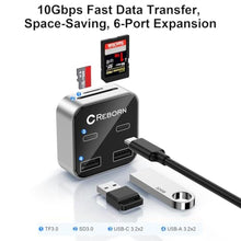 Load image into Gallery viewer, Mac mini M4 Dock | 6-Port Mac mini Hub with Dual 10Gbps Adapters, 2 * 10G USB-C, 2 * 10G USB-A/SD TF 3.0 Card Reader | High-Speed Data Transfer &amp; Multi-Device Connectivity for Mac mini M4 and M4 Pro, Silver_1897
