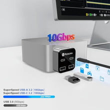 Load image into Gallery viewer, Mac mini M4 Dock | 6-Port Mac mini Hub with Dual 10Gbps Adapters, 2 * 10G USB-C, 2 * 10G USB-A/SD TF 3.0 Card Reader | High-Speed Data Transfer &amp; Multi-Device Connectivity for Mac mini M4 and M4 Pro, Silver_1900
