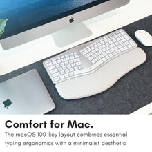 Load image into Gallery viewer, Macally Bluetooth Ergonomic Keyboard, Wireless Split Keyboard, Carpal Tunnel Comfort, Ergo Rechargeable Split Wrist Key Board - Backlit Apple 100 Key Layout for MacBook Pro/Air, iMac, Silver_7371

