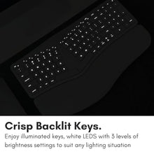 Load image into Gallery viewer, Macally Bluetooth Ergonomic Keyboard, Wireless Split Keyboard, Carpal Tunnel Comfort, Ergo Rechargeable Split Wrist Key Board - Backlit Apple 100 Key Layout for MacBook Pro/Air, iMac, Silver_7373
