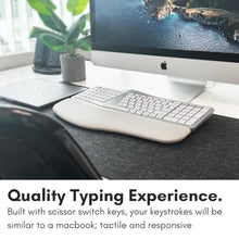 Load image into Gallery viewer, Macally Bluetooth Ergonomic Keyboard, Wireless Split Keyboard, Carpal Tunnel Comfort, Ergo Rechargeable Split Wrist Key Board - Backlit Apple 100 Key Layout for MacBook Pro/Air, iMac, Silver_7374

