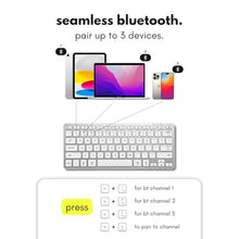 Load image into Gallery viewer, Macally Wireless Bluetooth Keyboard for Mac - Premium Multi Device Connectivity - Compatible Apple Keyboard for MacBook Pro/Air, iMac, Mac mini, iPad, Laptop, and PC, Silver_1028
