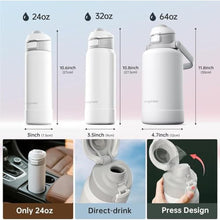 Load image into Gallery viewer, Magcheer Insulated Magnetic Water Bottle - Reusable Stainless Steel Bottle with MagSafe Compatible Phone Holder - Keeps Cold for 24 Hours - Perfect for Gym, Sports, and Travel - White 32oz_5848
