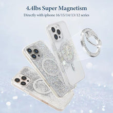 Load image into Gallery viewer, Magnetic Phone Ring for MagSafe Grip [Super Magnet] Gold Twinkle Design Ring Holder Stand, magsafe pop Socket (Silver)_1586
