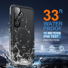 Load image into Gallery viewer, Magnetic &amp; Stand for Samsung Galaxy S25 Plus Case Waterproof[Built-in Screen Protector][Fit for Magsafe][Invisible Kickstand] 360 Full Body Sealed Protective Dustproof Shockproof Case Black_1074
