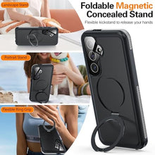 Load image into Gallery viewer, Magnetic &amp; Stand for Samsung Galaxy S25 Plus Case Waterproof[Built-in Screen Protector][Fit for Magsafe][Invisible Kickstand] 360 Full Body Sealed Protective Dustproof Shockproof Case Black_1075
