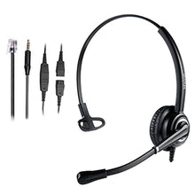 Load image into Gallery viewer, MAIRDI Office Headset with Microphone Noise Canceling, with RJ9 &amp; 3.5mm Jack for Landline Deskphone Cell Phone PC Laptop, Telephone Headset for Call Center Phone, Work for Polycom Avaya Nortel, Black_1
