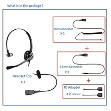 Load image into Gallery viewer, MAIRDI Office Headset with Microphone Noise Canceling, with RJ9 &amp; 3.5mm Jack for Landline Deskphone Cell Phone PC Laptop, Telephone Headset for Call Center Phone, Work for Polycom Avaya Nortel, Black_7919
