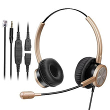 Load image into Gallery viewer, MAIRDI Phone Headset with RJ9 &amp; 3.5mm Jacks for Call Center Deskphone Cell Phone PC Laptop, Office Landline Telephone Headset with Microphone Noise Canceling for Polycom Avaya Nortel, NightBlue_1

