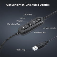 Load image into Gallery viewer, MAIRDI USB Headset with Microphone for PC, Computer Headset with Mic Noise Canceling for Laptop Teams Zoom Office Work Call Center Business Softphone, Dictation Headset for Dragon Naturelly Speaking, Black_7900
