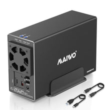 Load image into Gallery viewer, MAIWO Dual Bay Hard Drive RAID Enclosure with Cooling Fan for 2.5/3.5 inch SATA SSD/HDD, 10Gbps USB C 3.1 HDD Enclosure, 48TB Capacity, RAID 0/1/JBOD/PM, Aluminum Case_1
