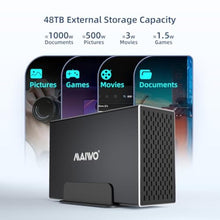 Load image into Gallery viewer, MAIWO Dual Bay Hard Drive RAID Enclosure with Cooling Fan for 2.5/3.5 inch SATA SSD/HDD, 10Gbps USB C 3.1 HDD Enclosure, 48TB Capacity, RAID 0/1/JBOD/PM, Aluminum Case_8773
