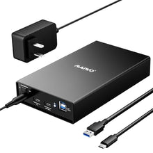 Load image into Gallery viewer, MAIWO External Hard Drive Enclosure(6Gbps) with Hub Expander for 3.5 2.5 Inch SATA SSD HDD USB C to SATA III with UASP, 1 Port USB C Hub/2 Port USB A 10Gbps Hub,Compatible with Seagate Samsung Xbox, Black_1
