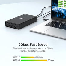 Load image into Gallery viewer, MAIWO External Hard Drive Enclosure(6Gbps) with Hub Expander for 3.5 2.5 Inch SATA SSD HDD USB C to SATA III with UASP, 1 Port USB C Hub/2 Port USB A 10Gbps Hub,Compatible with Seagate Samsung Xbox, Black_8571
