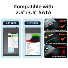 Load image into Gallery viewer, MAIWO External Hard Drive Enclosure(6Gbps) with Hub Expander for 3.5 2.5 Inch SATA SSD HDD USB C to SATA III with UASP, 1 Port USB C Hub/2 Port USB A 10Gbps Hub,Compatible with Seagate Samsung Xbox, Black_8572
