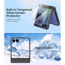 Load image into Gallery viewer, MAKAVO for Samsung Galaxy Z Flip 7 Case, Built-in Outer Screen Protector &amp; Hinge Protection, Z Flip7 Slim Fit Hard Full Body Shockproof Phone Cover, Black_1934
