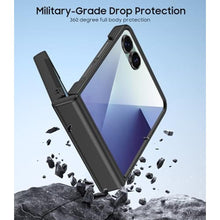 Load image into Gallery viewer, MAKAVO for Samsung Galaxy Z Flip 7 Case, Built-in Outer Screen Protector &amp; Hinge Protection, Z Flip7 Slim Fit Hard Full Body Shockproof Phone Cover, Black_1935
