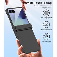 Load image into Gallery viewer, MAKAVO for Samsung Galaxy Z Flip 7 Case, Built-in Outer Screen Protector &amp; Hinge Protection, Z Flip7 Slim Fit Hard Full Body Shockproof Phone Cover, Black_2513
