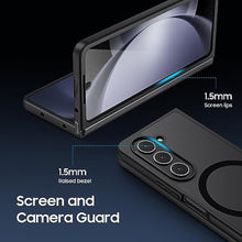 Load image into Gallery viewer, MAKAVO Magnetic for Samsung Galaxy Z Fold 5 Case [Compatible with MagSafe] Slim Translucent Matte Hard Back &amp; Soft Black Bumper, Military Grade Drop Proof Cover, Shockproof Phone Case, MagneticMatteBlack_8757

