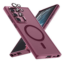 Load image into Gallery viewer, MAKAVO Translucent Matte for Samsung Galaxy S22 Ultra Case, Magnetic Compatible with MagSafe, Slim Thin Cover with Camera Lens Protector Shockproof Phone Shell, Burgundy_1
