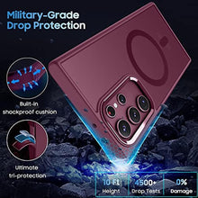 Load image into Gallery viewer, MAKAVO Translucent Matte for Samsung Galaxy S22 Ultra Case, Magnetic Compatible with MagSafe, Slim Thin Cover with Camera Lens Protector Shockproof Phone Shell, Burgundy_7932
