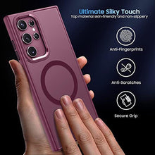 Load image into Gallery viewer, MAKAVO Translucent Matte for Samsung Galaxy S22 Ultra Case, Magnetic Compatible with MagSafe, Slim Thin Cover with Camera Lens Protector Shockproof Phone Shell, Burgundy_7934
