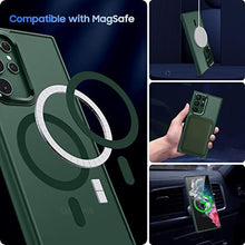 Load image into Gallery viewer, MAKAVO Translucent Matte for Samsung Galaxy S23 Ultra Case [Compatible with MagSafe] Slim Thin Magnetic Cover with Camera Lens Protector Shockproof Phone Shell (Green)_7734
