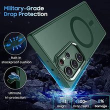 Load image into Gallery viewer, MAKAVO Translucent Matte for Samsung Galaxy S23 Ultra Case [Compatible with MagSafe] Slim Thin Magnetic Cover with Camera Lens Protector Shockproof Phone Shell (Green)_7735
