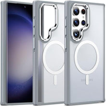 Load image into Gallery viewer, MALEWOLF Magnetic Designed for Samsung Galaxy S22 Ultra Case Compatible with Magsafe, Non-Slip [Color-Blocking TPU Edge] Matte Translucent Shockproof Case for Galaxy S22 Ultra (Grey/White)_1
