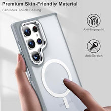 Load image into Gallery viewer, MALEWOLF Magnetic Designed for Samsung Galaxy S22 Ultra Case Compatible with Magsafe, Non-Slip [Color-Blocking TPU Edge] Matte Translucent Shockproof Case for Galaxy S22 Ultra (Grey/White)_73
