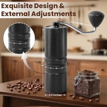 Load image into Gallery viewer, Manual Coffee Grinder with 60 Adjustable Settings, Portable Hand Coffee Bean Mill with 28g Capacity, Stainless Steel Conical Burr Coffee Bean Grinder for French Press, Pour Ove,Gifts for Coffee Lovers, Black_3397
