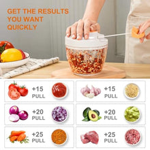 Load image into Gallery viewer, Manual Food Processor Vegetable Chopper, Portable Hand Pull String Garlic Mincer Onion Cutter for Veggies, Ginger, Fruits, Nuts, Herbs, etc., 650ml, White_5734
